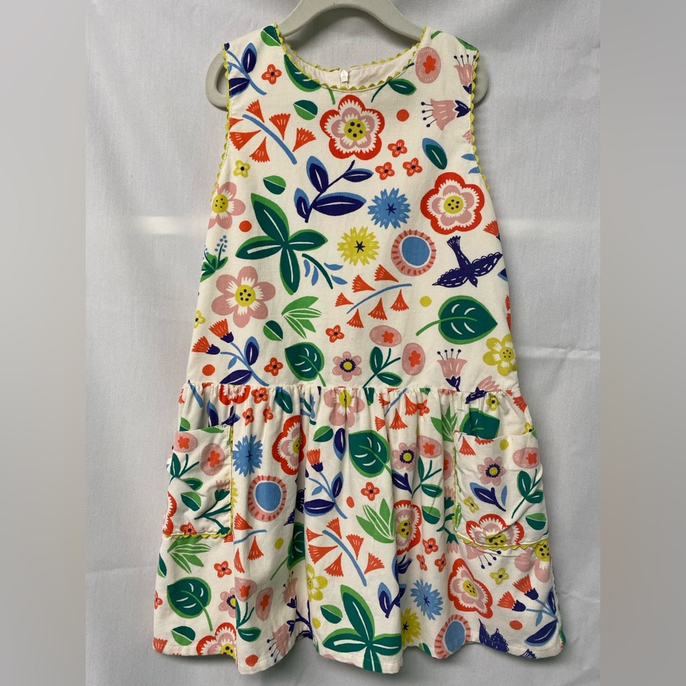 Mini Boden Floral Corduroy Dress 7/8